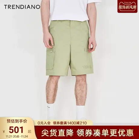 TRENDIANO官方2023新款夏季工装风半松紧腰宽松休闲五分短裤男商品大图
