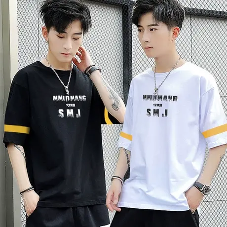 初中学生短袖t恤12男装夏装13男孩韩版15岁青少年大童上衣服帅气图片