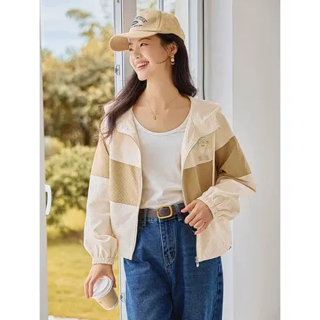 时尚气质休闲连帽外套2023年秋季新款女士简约宽松显瘦通勤上衣商品大图