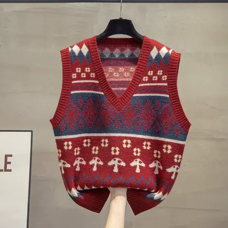 v领针织马甲背心女2023秋装新款宽松上衣外穿马夹外搭毛衣坎肩潮商品大图