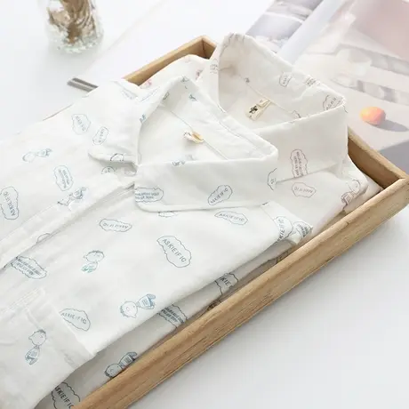 文艺清新双层纱长袖打底衬衫女2021春秋新款韩版柔软亲肤棉纱衬衣图片