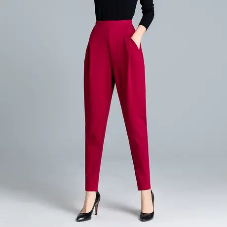 哈伦裤女春秋新款宽松加大码中年妈妈高腰显瘦休闲萝卜直筒长裤子商品大图