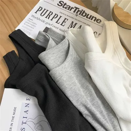新款螺纹背心女夏修身显瘦防走光遮副乳纯色内搭无袖打底吊带外穿图片