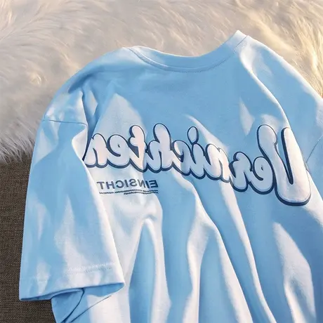 原宿风短袖t恤女小众日系oversize上衣夏ins潮大码设计感闺蜜装图片