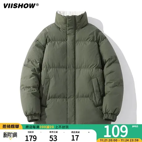 VIISHOW冬季潮流休闲男女同款棉衣2023保暖棉服立领拉链棉衣外套商品大图