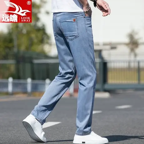 男士牛仔裤男夏季薄款浅蓝色宽松直筒男裤2023新款潮流休闲长裤子商品大图