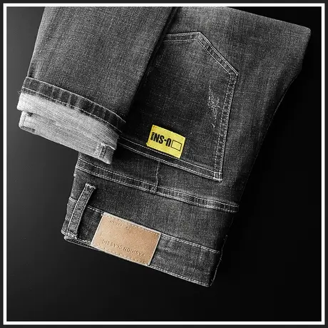 痞帅弹力牛仔长裤男款宽松直筒休闲男裤子春季秋冬款2024新款潮牌商品大图