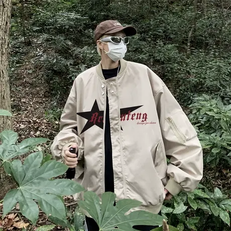 飞行员夹克男款春秋美式复古休闲工装棒球服外套宽松痞帅潮牌上衣商品大图