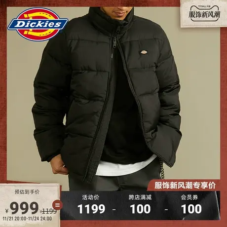 Dickies 秋冬工装小logo棉服拉链保暖外套 立领纯色商品大图