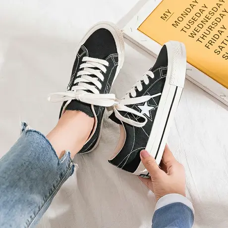 帆布鞋女ulzzang百搭2021年新款夏季薄款板鞋ins潮小众设计感鞋子图片