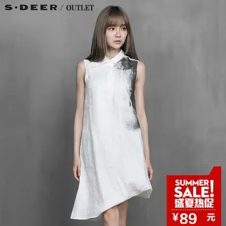 s.deer【上新】圣迪奥专柜正品女夏装墨迹印染无袖衬衫S14280685图片