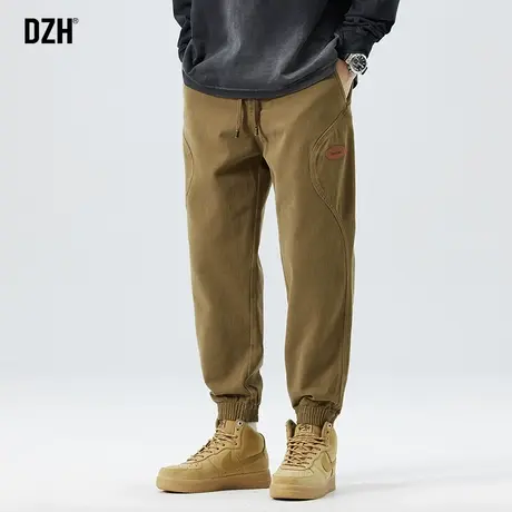 男士卡其色纯棉裤子男春季宽松束脚休闲裤男款美式高街2024新款潮商品大图
