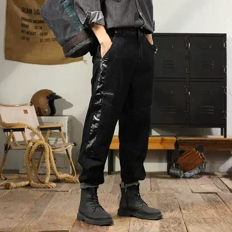 百搭男士直筒牛仔裤潮流百搭美式高街牛仔裤黑色牛仔裤裤子男款商品大图