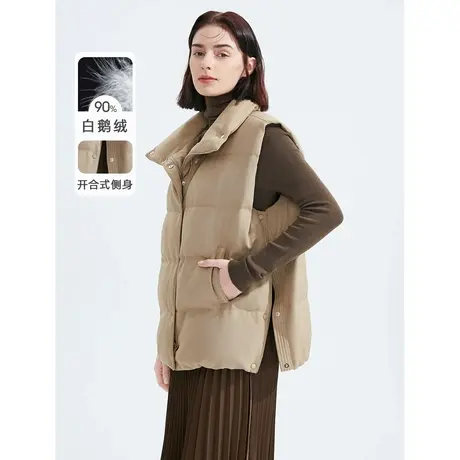 朗姿白鹅绒保暖休闲短款时尚洋气别致羽绒服马甲上衣女冬季奥莱商品大图