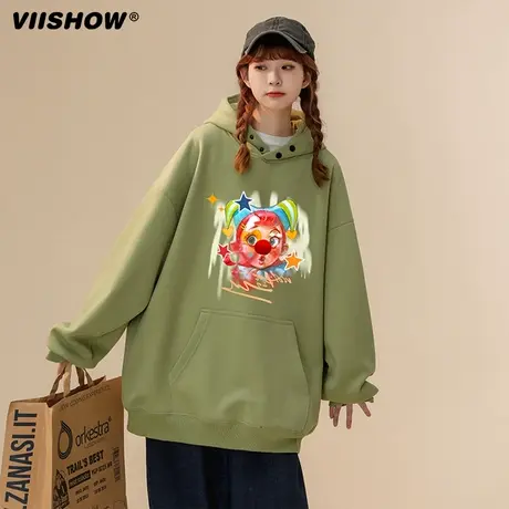 VIISHOW美式复古小丑印花连帽卫衣男春季街头风宽松休闲高级感潮商品大图