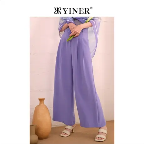 货不对板-YINER音儿女装夏季法式时尚百搭长裤通勤阔腿休闲裤商品大图