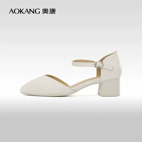 奥康女鞋 夏季新款优雅包头女士时装凉鞋方跟厚底增高显腿长商品大图