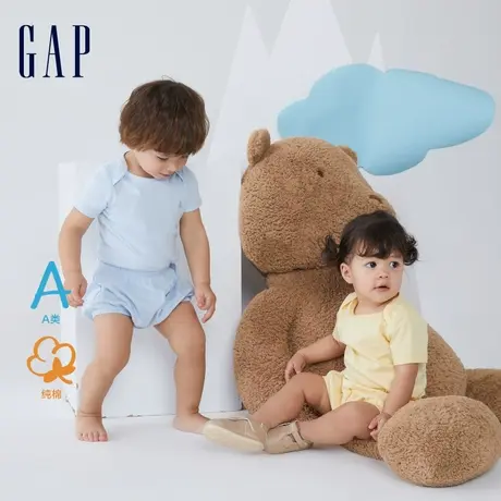 【U先试用】Gap婴儿纯棉轻薄宽松爬爬裤858556夏季新生儿尿布裤商品大图