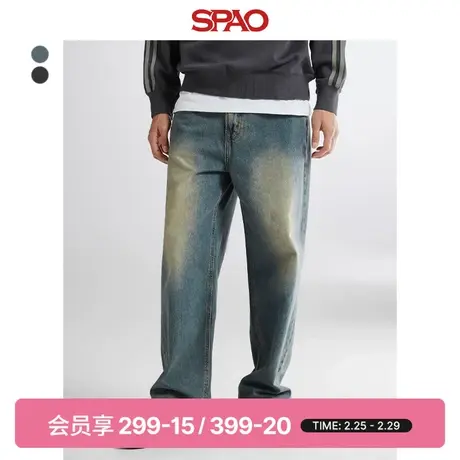 SPAO韩国同款2024年春季新款男士复古潮流宽松牛仔裤SPTJE23C56图片