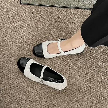 法式玛丽珍鞋女2024年春夏季新款复古百搭浅口单鞋粗跟防滑小皮鞋商品大图