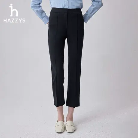【商场同款】Hazzys哈吉斯针织休闲裤女士2024年春季新款直筒裤子商品大图