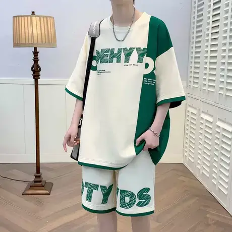 青少年短袖t恤12-15岁男孩套装13初中学生帅气夏装14大童潮流衣服商品大图