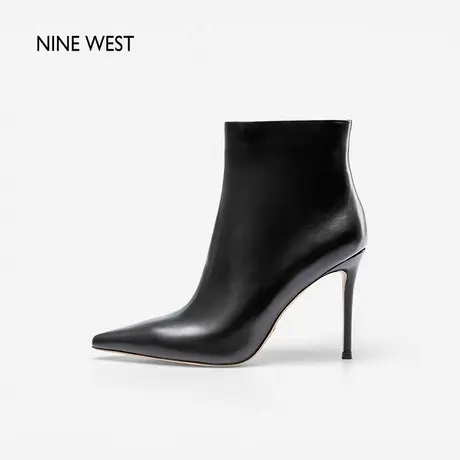 Nine West/玖熙时装靴女2023年秋冬新款高跟靴子真皮尖头细跟短靴图片