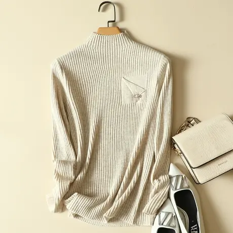 半高领毛衣打底衫女士内搭秋冬季2022年新款修身爆款洋气针织上衣商品大图