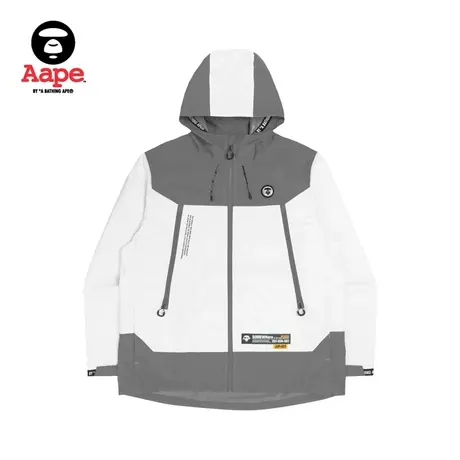 Aape旗舰店男装秋冬撞色拼接拉链口袋字母休闲连帽外套7538XXJ商品大图