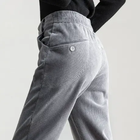 灯芯绒裤子女秋冬2023新款老爹萝卜裤休闲九分加绒哈伦裤条绒女裤商品大图