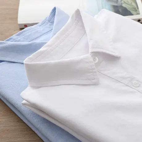 春秋季新款日系纯棉牛津纺白色衬衫女长袖小清新学生休闲打底衬衣商品大图