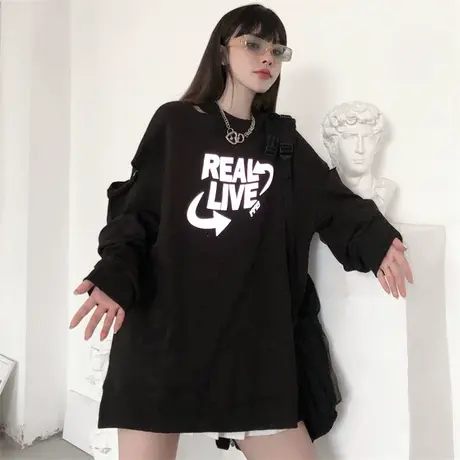 卫衣女2021春秋薄款长袖宽松韩版ins设计感小众上衣bf慵懒风外套商品大图