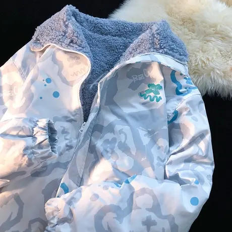 两面穿棉衣羊羔毛外套女2022秋冬ins设计感小众加绒加厚棒球棉服图片