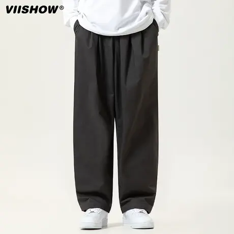 VIISHOW美式休闲裤男款秋季潮牌设计感oversize直筒宽松拖地长裤商品大图