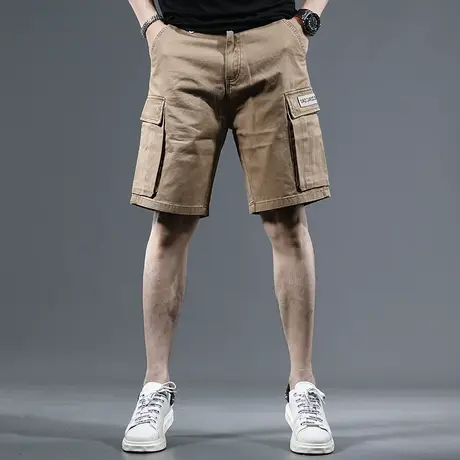 宽松休闲短裤男2023夏季新款潮牌卡其色男士工装五分薄款时尚裤子商品大图