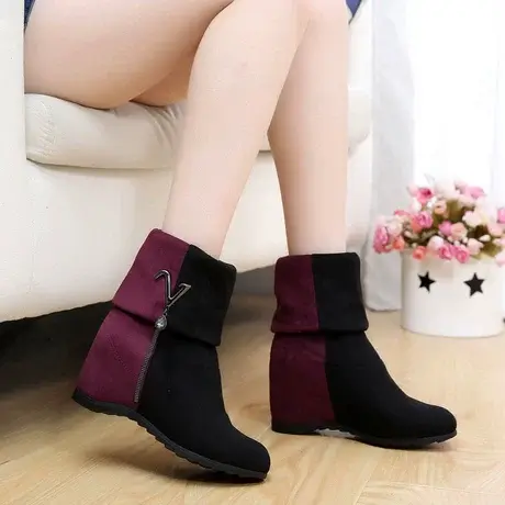 秋冬新款短靴子平跟内增高马丁靴韩版潮弹力靴短筒靴显瘦靴时尚潮商品大图