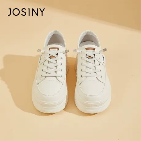 Josiny/卓诗尼帆布鞋女2024新款春季厚底内增高舒适一鞋两穿板鞋商品大图