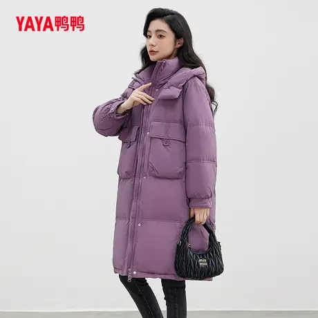 鸭鸭羽绒服女2023年秋冬防寒中长款面包服气质时尚宽松外套W图片