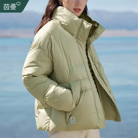 茵曼立领羽绒服女2023冬季新款90白鸭绒小个子短款加厚面包服外套商品大图