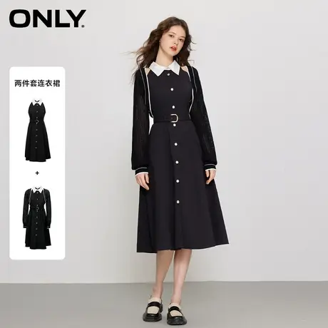 ONLY2023秋季新款时尚腰带收腰中长款套装连衣裙女|123107089图片