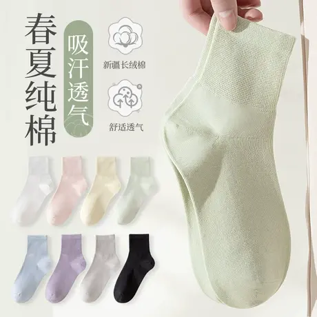 袜子女士中筒袜纯棉春秋短袜ins潮网红款短筒夏季薄款无骨月子袜商品大图