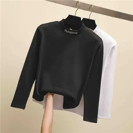 2023新款春秋冬季新款半高领打底衫白色内搭洋气长袖t恤女上衣服商品大图