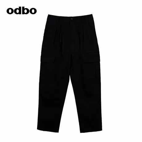 odbo/欧迪比欧品牌时装简约风工装裤女春秋新款高腰设计感九分裤商品大图