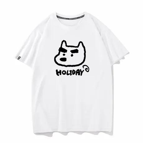 小狗狗头像搞笑holiday放假日夏季宽松半袖t恤短袖纯棉宽松衣服图片