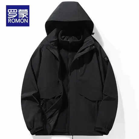 罗蒙冲锋夹克衣服男士2025秋季新款三合一可拆卸帽户外登山外套男图片