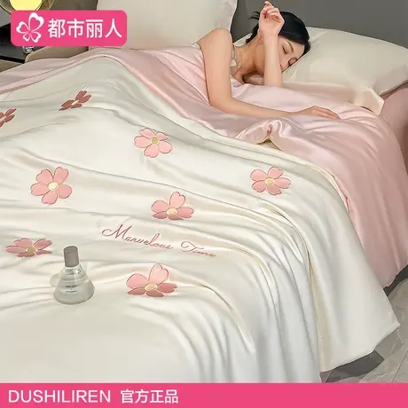 夏季凉感冰丝床上四件套2025新款水洗真丝床单被套三件套床品床笠商品大图
