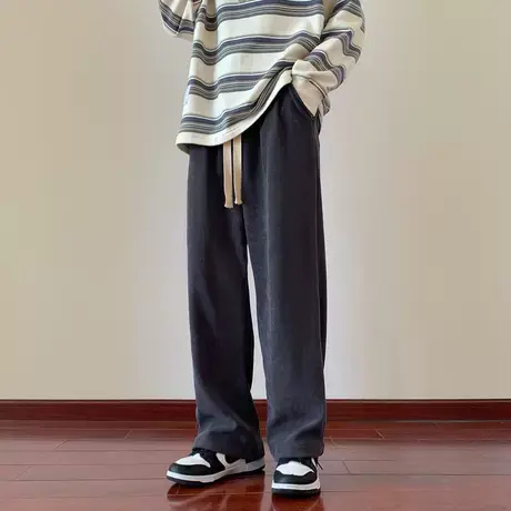 青少年休闲裤男士春秋季潮牌卫裤2023新款宽松直筒运动阔腿长裤子商品大图