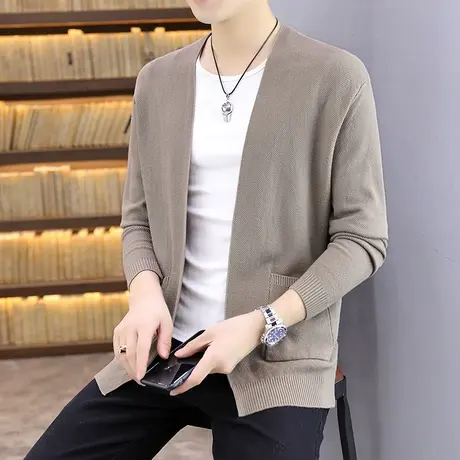 针织开衫男士外套2023年新款薄款轻熟风衣毛衫潮流春秋季男装夹克商品大图