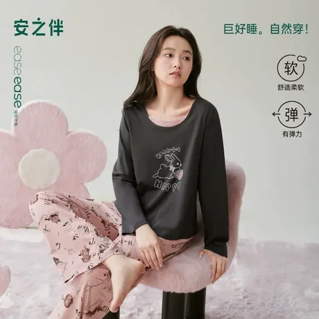 安之伴【巨柔软】纯棉睡衣女春秋季2025新款宽松大码可外穿家居服商品大图