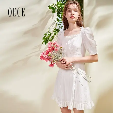 Oece夏装新款女装 小仙女裙子春秋法式优雅收腰冷淡风连衣裙图片